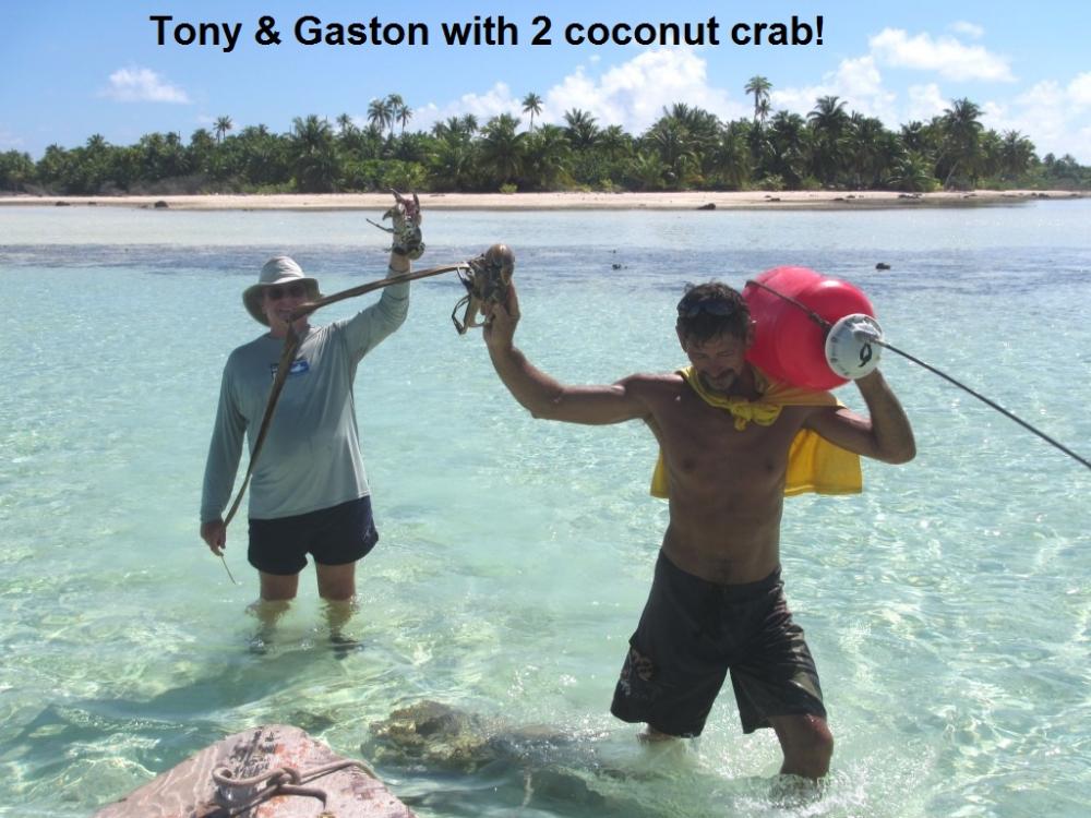 Tony & Gaston with 2 coconut crabs.
